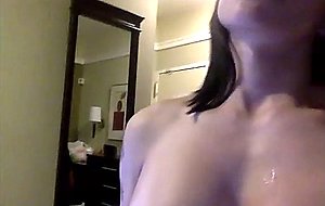 Sexy brunette ts making her lover cum 