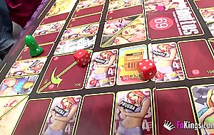 Very young spanish couples play a sexgame and continue to orgy