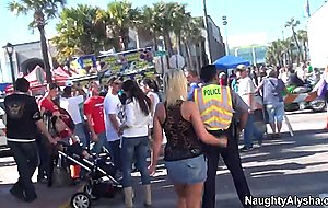 Fun at bike week, busty blonde milf masturbates