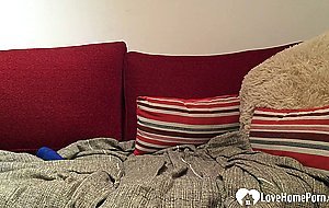 Tattooed babysitter uses a dildo for self pleasure