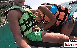 Thai teen girlfriend sucks boyfriends big cock outdoor
