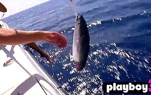 Petite blonde masturbate on the boat with hot babes