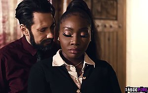 Black babe with big tits gets her pussy fucked so wild