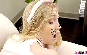 Teen stepsister sucks stepbrothers big cock for money