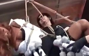 Asian multiple toy masturbation and suspension