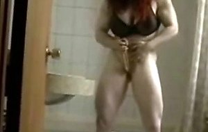 Huge pierced clit oiled up - my sweet piercings pierced model
