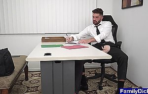 Horny twink grabs stepdaddys big cock under the table