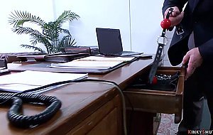 Bound blonde secretary gets dp fuck