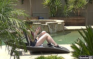 Busty trans Lena Moon deepthroats and assfucked by neighbor