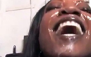 Black hoe covered in white cum