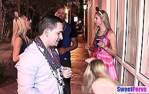 Busty teens enjoying Mardi Gras on a big black cock