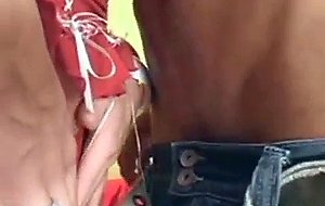 Hot busty and big dicked tranny plugged