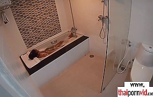 Amateur Thai teen Cherry fucked in the bath by a big white dick
