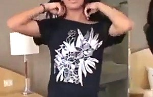Naughty brunette with small tits wanking