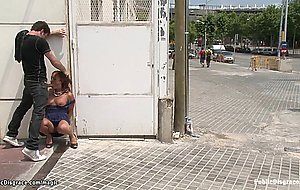 Busty anal Spanish sub fucked in public