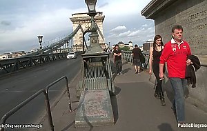 Busty bound Czech babe public banged