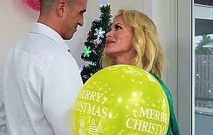 My stepmom caught me fucking with Santa and joins in on our fun