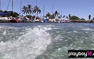 Nude badass Taylor Seinturier diving into the ocean to meet with a shark