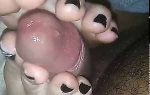 Homemade closeup footjob