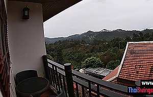 After rainy day European friend fucked wet pussy and pleased hot Asian teen
