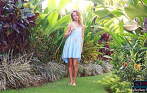 Ukrainian teen Clarise shows off her petite tight body outdoor for Playboy