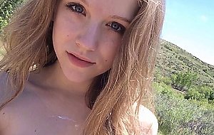 Solo Standing Masturbation - dildo fucking at fountain