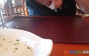 tits out in busy restaurant