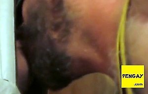 Hot sucking action at the glory hole