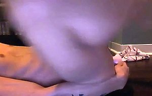 Uncut twink in jockstrap fucks dildo and cums