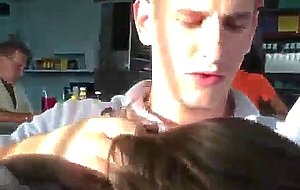 College girlfriend sucks in diner p