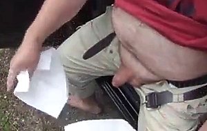 Two guys car park wanking fun
