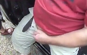 Two guys car park wanking fun