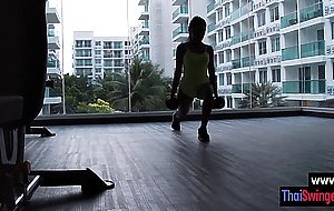 Big ass Asian teen fucked after hot workout and after she gave a blowjob