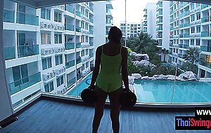 Big ass Asian teen fucked after hot workout and after she gave a blowjob