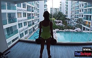 Big ass Asian teen fucked after hot workout and after she gave a blowjob