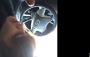 Korean girl playing with small cock in car