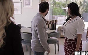 Blonde teen Lilly Bell fucks her new client and made him to buy new house