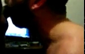 Hairy bear sucking cock
