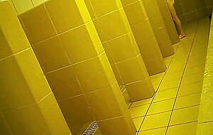 Naked men in public pool shower