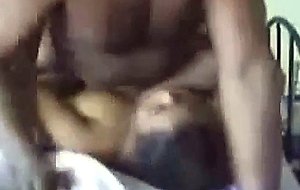 Ebony wife gets nailed and jizzed on big tits