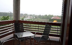 18 years old teen gets fucked in hotel room during a storm