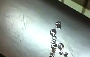Risky jerk off in public shower
