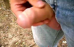 Uncut Cock Outdoor Wanking and Cumming