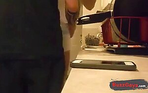 Touched male bastard comes his boy in the bathroom