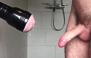 Shower mounted fleshlight fuck cum inside