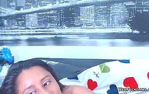 Big tits Latina in thong masturbates on webcam