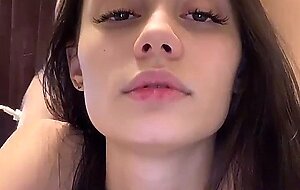 Hot teen brunette get load of cum on belly after hard pounding live at sexycamx
