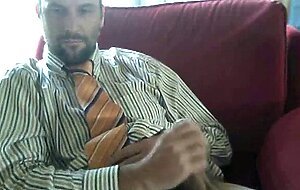 Suit daddy bear jerking off