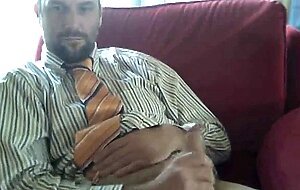 Suit daddy bear jerking off