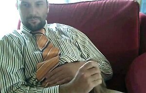 Suit daddy bear jerking off
